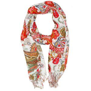 Royal Paisley Flower Design Tassel Scarf